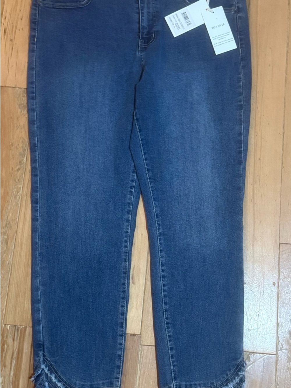 CHARLIE B Indigo Cropped Frayed Hem Ankle Jeans